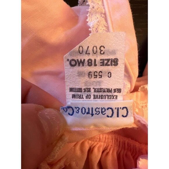 Vintage 80s CL Castor & Co Baby Dress Sz 18 MO Pink Lace Collar Embroidered - Picture 6 of 7